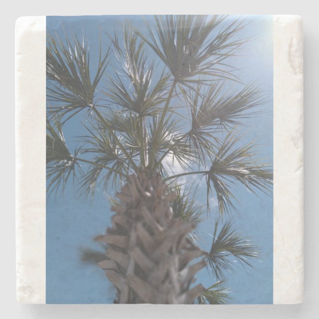 Sun-Kissed Palm Tree Stone Coaster – Palm Blessing Steinuntersetzer (Vorderseite)