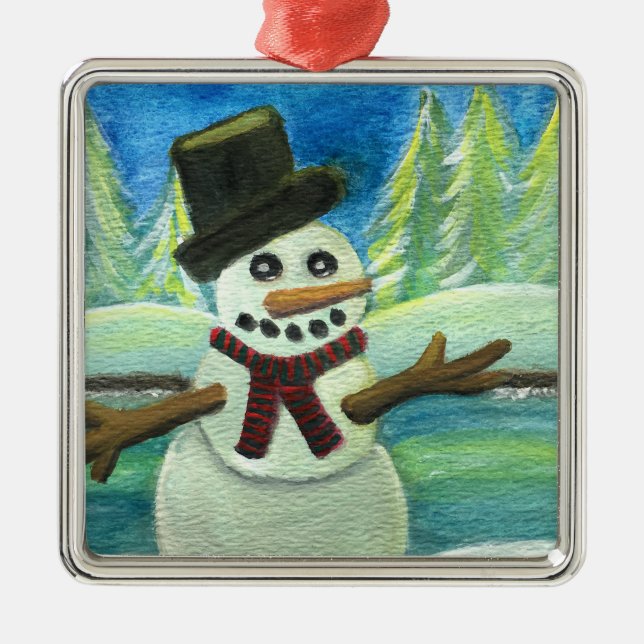 Sun-Kissed Snowman Ornament Aus Metall (Vorne)