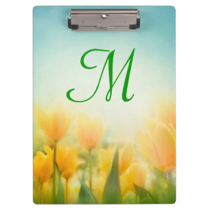 Sun Kissed Tulips Monogram Initial Clip Board Klemmbrett