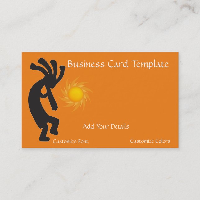 Sun Kokopelli Logo Business Card Visitenkarte (Vorderseite)