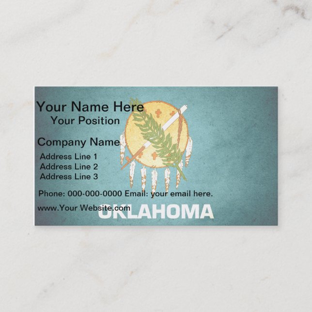 Sun-Küss-Oklahoma-Flagge Visitenkarte (Vorderseite)