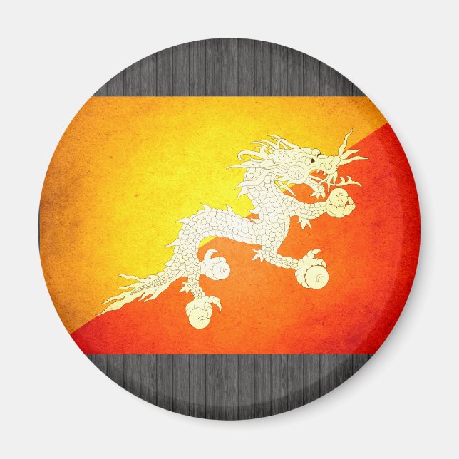 Sun küsste Bhutan Flag Magnet (Vorne)