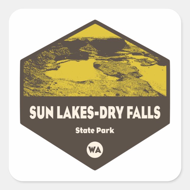 Sun Lakes/Dry Falls Staat Park Washington Quadratischer Aufkleber (Vorderseite)