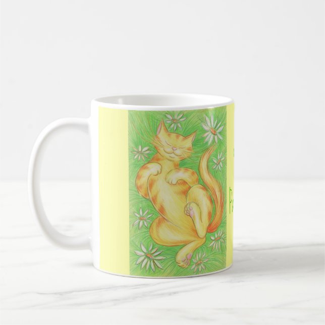 Sun Lover 'Just Purrfect' mug jaune (Gauche)