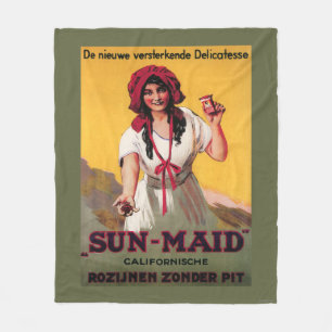 Sun-Mädchen Kalifornien-Rosinen-Plakat Fleecedecke