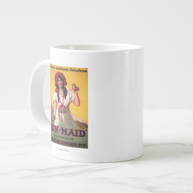 Sun-Mädchen Kalifornien-Rosinen-Plakat Jumbo-Tasse (Vorderseite Links)