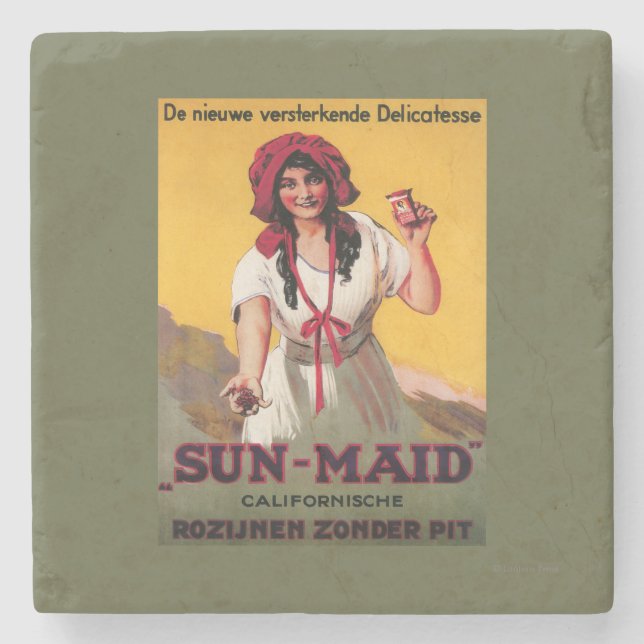 Sun-Mädchen Kalifornien-Rosinen-Plakat Steinuntersetzer (Vorderseite)