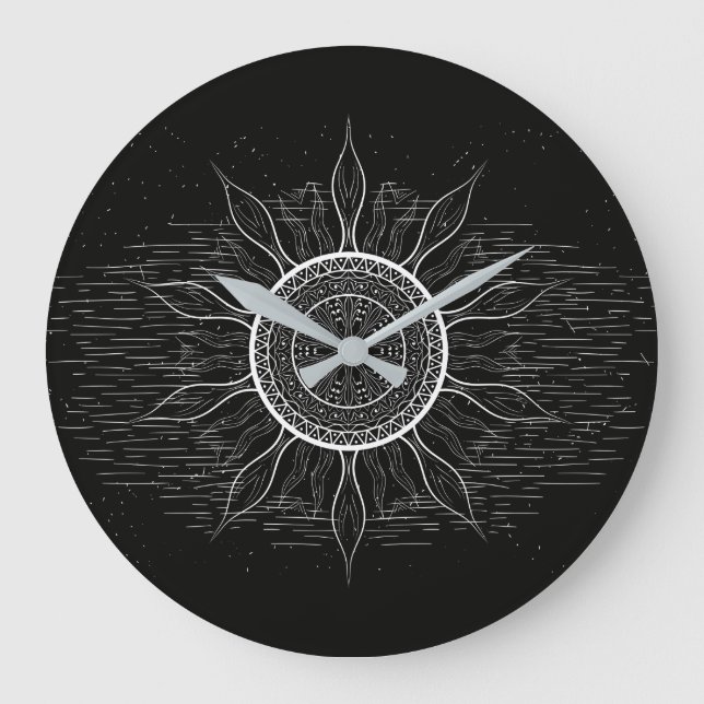 Sun Mandala 2 Große Wanduhr (Vorderseite)