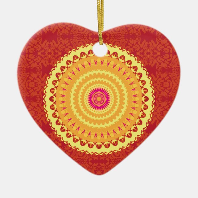 Sun-Mandala Keramik Ornament (Vorne)