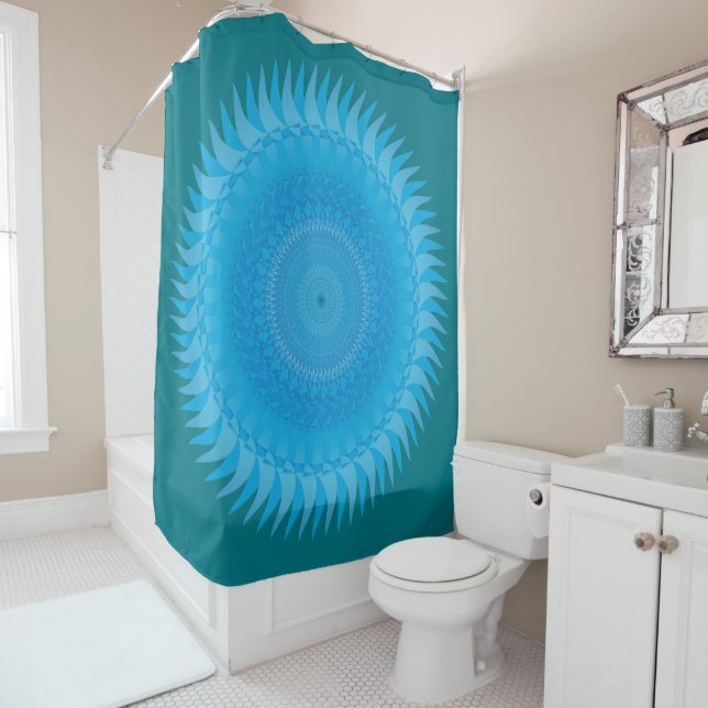 Sun Mandala Light Blue Duschvorhang (Beispiel)