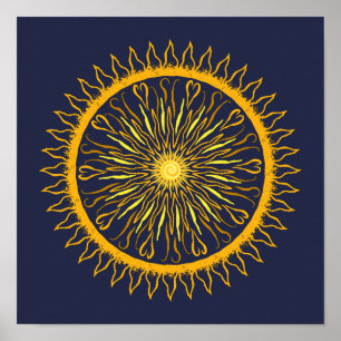 Sun Mandala Print Poster