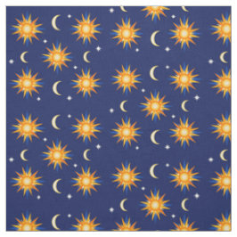 Sun-Mond-Sterne, die blaues Mitternachtsmaterial Stoff