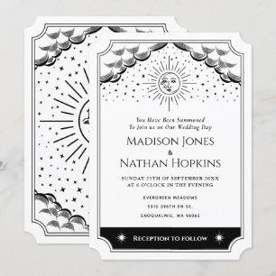 Sun & Moon Black & White Tarot Einladung zur Hochz