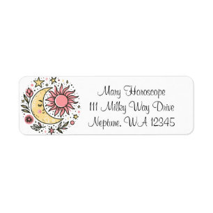 Sun Moon Blumenrosa Gelb Zodiac Astrologisch