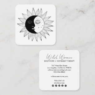 Sun & Moon Elegante Boho Line Kunst, Dichtung und Quadratische Visitenkarte
