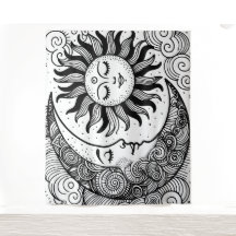 Sun Moon et Stars Celestin Peinture Tapisserie