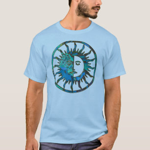 SUN & MOON in Blau, Gold und Silber T-Shirt