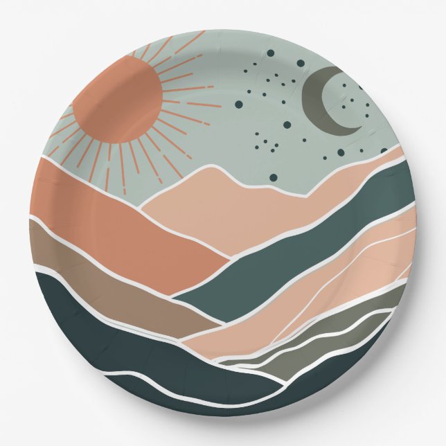 Sun & Moon Mountains Pappteller (Vorderseite)