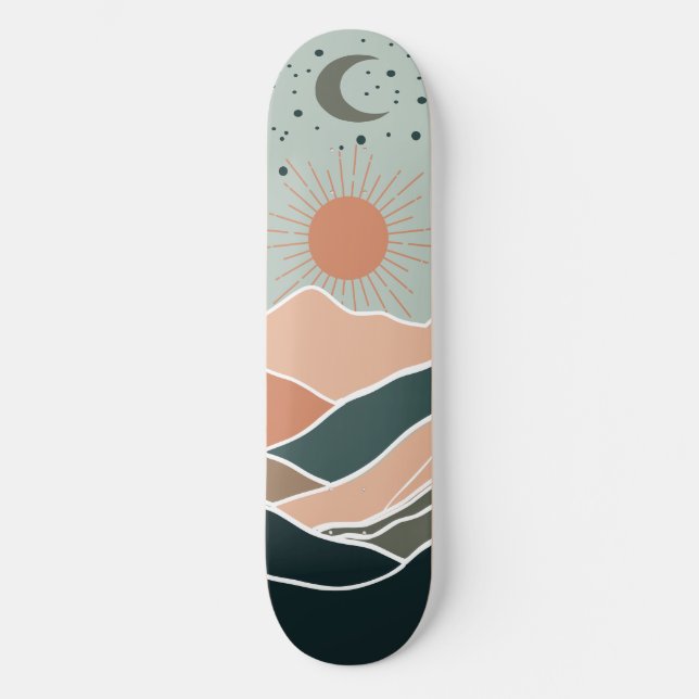 Sun & Moon Mountains Skateboard (Vorderseite)