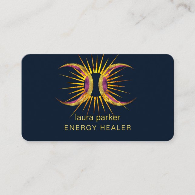 Sun Moon Mystic Crescent Reiki Healer Visitenkarte (Vorderseite)
