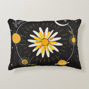 Sun Moon Planets: Graphic Floral Art Dekokissen