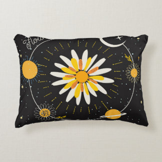 Sun Moon Planets: Graphic Floral Art Dekokissen