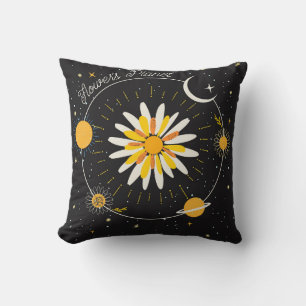 Sun Moon Planets: Graphic Floral Art Kissen