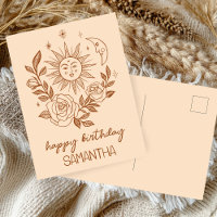 Sun Moon & Rose Boho Magical INDIVIDUELLE NAME BIR