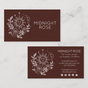 Sun Moon & Rose Magischer Boho farbenfroher CUSTOM Visitenkarte