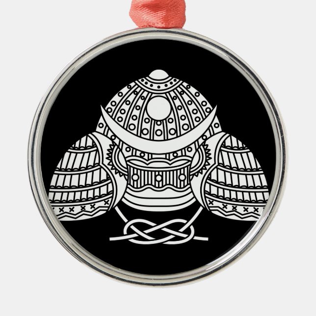 Sun moon Samurai Helm Ornament Aus Metall (Vorne)
