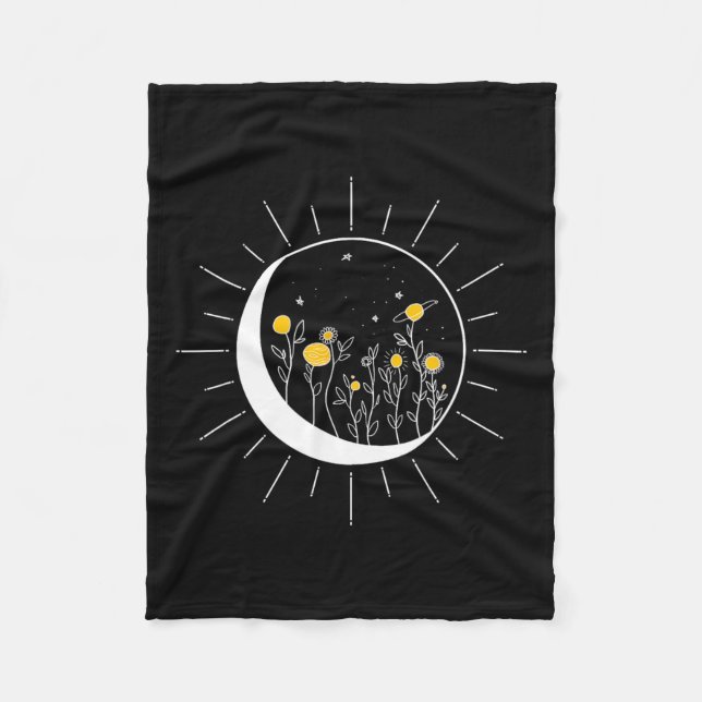 Sun Moon Solar Eclipse Blume Planets Funny Space Fleecedecke (Vorderseite)