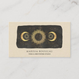 Sun Moon Stars Gold Black Cream Yoga Studio Visitenkarte