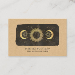 Sun Moon Stars Gold Caramel Yoga Studio Visitenkarte