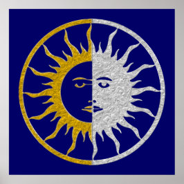 SUN & MOON Symbol - Gold Silber Poster