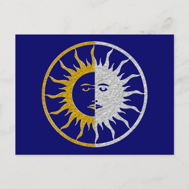 SUN & MOON Symbol - Gold Silber Postkarte (Vorderseite)