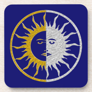 SUN & MOON Symbol - Gold Silber Untersetzer