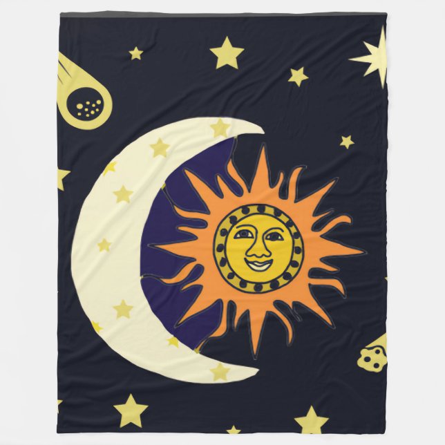 Sun Moon und Himmelskörper Fleecedecke (Vorderseite)