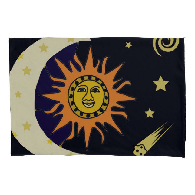 Sun Moon und Himmelskörper Kissenbezug (Vorderseite-Links)