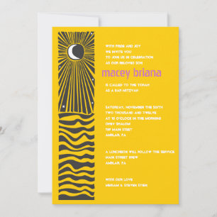 SUN MOON WASSER Bar Bat Mitzvah Einladung