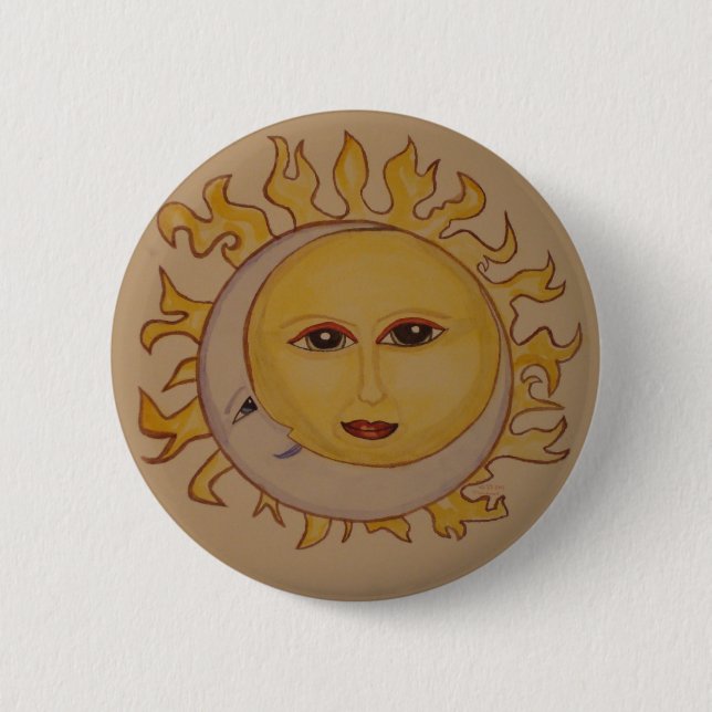 Sun Moon Watercolor-Button Button (Vorderseite)