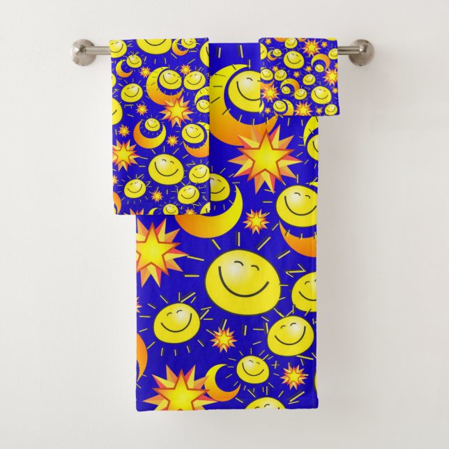 Sun Moon Yellow Stars Sets Badetuch (Insitu)