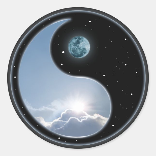 Sun-Moon Yin-Yang Runder Aufkleber (Vorderseite)