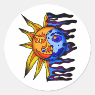 Sun / Moon Yin Yang Runder Aufkleber