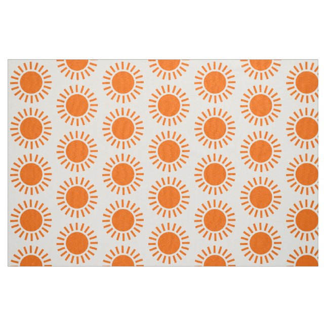 Sun-Muster - Orange auf Weiß Stoff (Fat Quarter (45,7 x 55,9 cm))