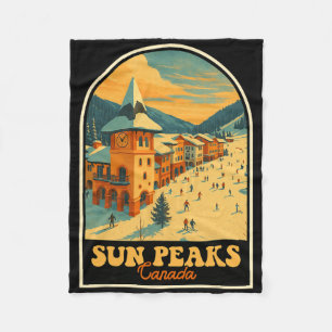 Sun Peaks Kanada Vintage-Design Retro-Ski-Dorf Fleecedecke