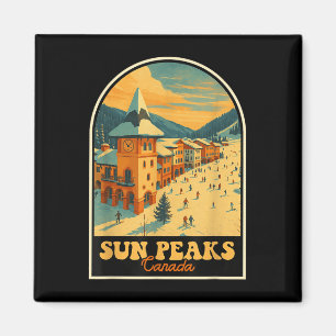 Sun Peaks Kanada Vintages Design Retro Ski Village Magnet