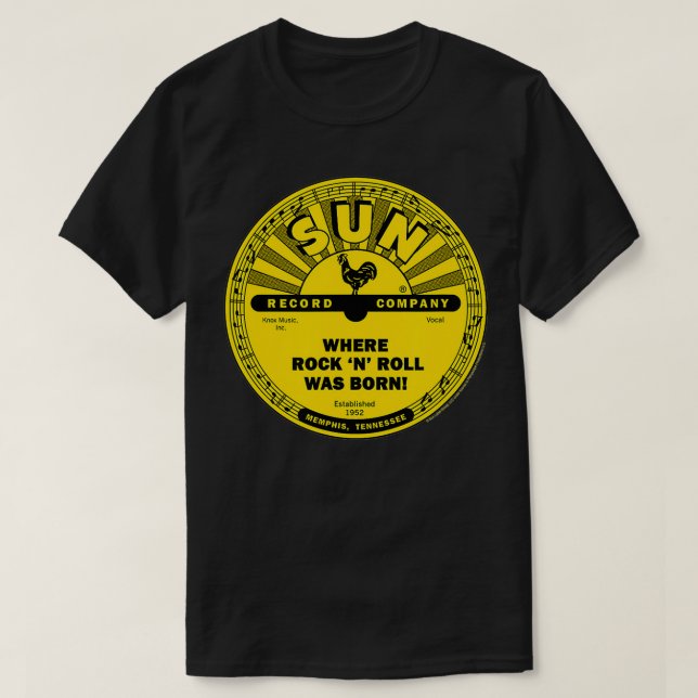 Sun Platten Classic Vinyl, bei dem Rock'n'Roll BO T-Shirt (Design vorne)