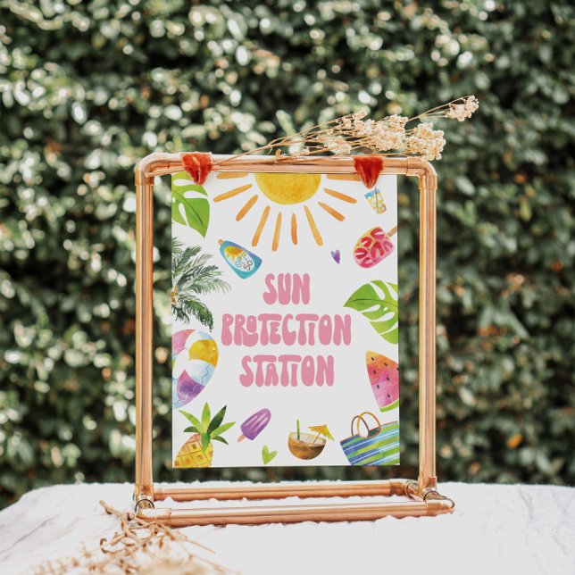 Sun Protection Station Pool Party Sign Poster (Von Creator hochgeladen)