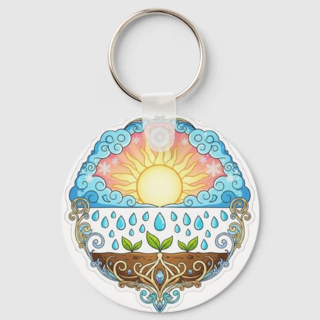 Sun Rain Growth Nature Symbol Illustration design  Schlüsselanhänger (Vorderseite)