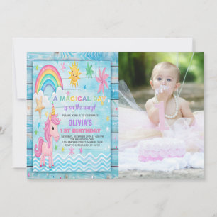 Sun Rainbow Unicorn Anniversaire Invitations avec